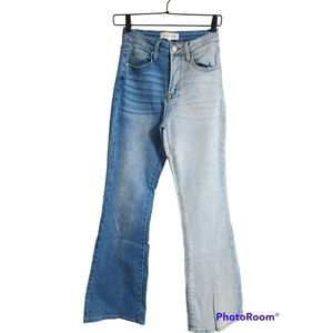 Risen Brand Two-tone Flare Denim